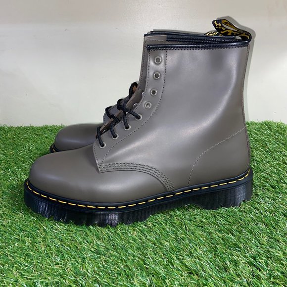 Dr. Martens 1460 BEX Smooth Leather Platform Boots Khaki Grey Men's Size 14 NEW - Picture 3 of 8